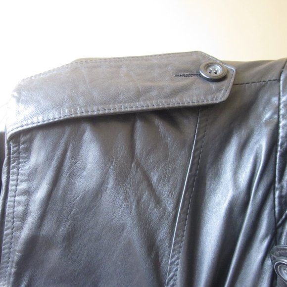 Men's black Leather Coat Sz L - Picture 8 of 15